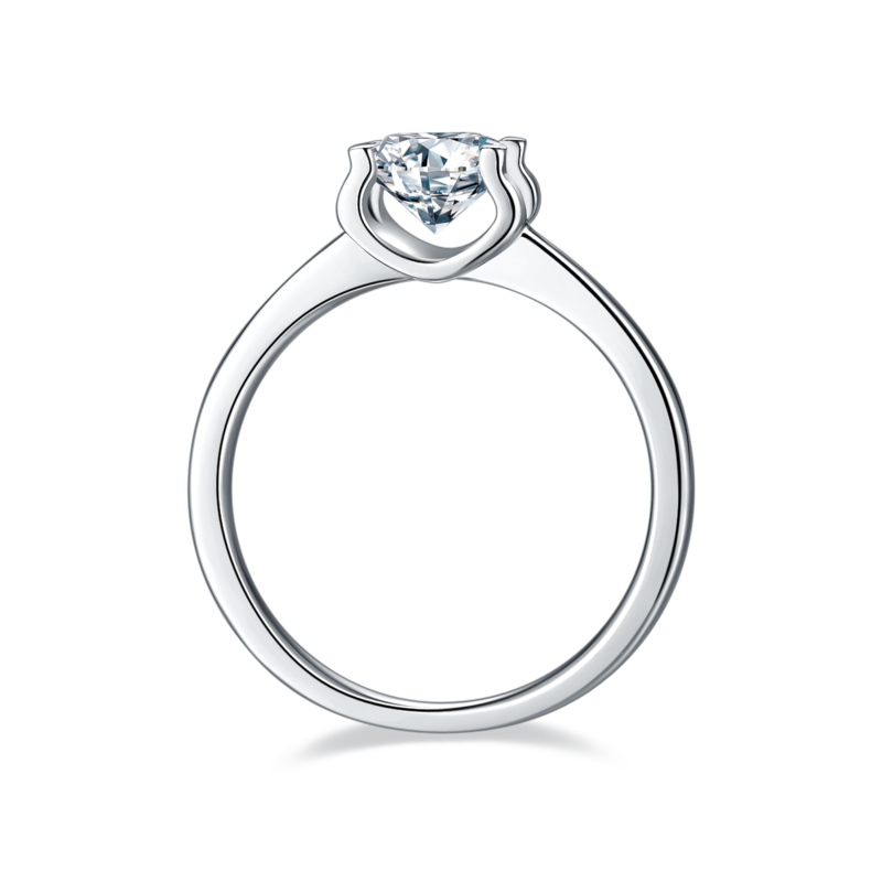 直臂Classic牛头S925银镀白金MoissaniteWomen's Ring1ctD级